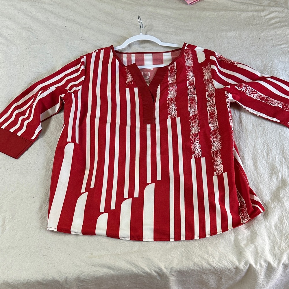 Red and White Striped Kids Top